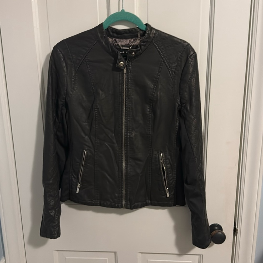 Black Rivet Grey Pleather Jacket - Picture 1 of 4